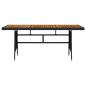 Preview: Gartentisch Schwarz 160x70x72cm Poly Rattan & Massivholz Akazie