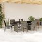 Preview: ARDEBO.de - 7-tlg. Garten-Essgruppe mit Kissen Grau Poly Rattan