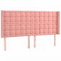 Preview: LED Kopfteil Rosa 163x16x118/128 cm Samt