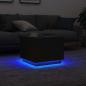 Preview: ARDEBO.de - Couchtisch mit LED-Leuchten Schwarz Eichen-Optik 50x50x40 cm