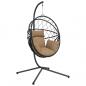 Preview: Hängesessel Ei-Design mit Ständer Taupe Rattan und Stahl