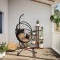 Preview: Hängesessel Ei-Design mit Ständer Taupe Rattan und Stahl