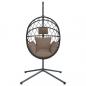 Preview: Hängesessel Ei-Design mit Ständer Taupe Rattan und Stahl
