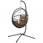 Preview: Hängesessel Ei-Design mit Ständer Taupe Rattan und Stahl