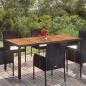 Preview: ARDEBO.de - Gartentisch mit Holzplatte Schwarz 190x90x75 cm Poly Rattan