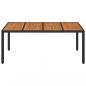 Preview: Gartentisch mit Holzplatte Schwarz 190x90x75 cm Poly Rattan