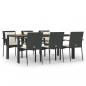 Preview: 7-tlg. Garten-Essgruppe mit Kissen Schwarz Poly Rattan