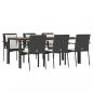 Preview: 7-tlg. Garten-Essgruppe mit Kissen Schwarz Poly Rattan