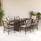 Preview: ARDEBO.de - 7-tlg. Garten-Essgruppe mit Kissen Braun Poly Rattan