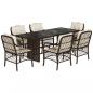 Preview: 7-tlg. Garten-Essgruppe mit Kissen Braun Poly Rattan