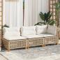 Preview: Gartensofa mit Kissen 3-Sitzer Beige Poly Rattan
