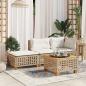 Preview: Gartenhocker mit Kissen Beige 63,5x56x32 cm Poly Rattan