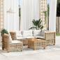 Preview: ARDEBO.de - 6-tlg. Garten-Sofagarnitur mit Kissen Beige Poly Rattan