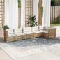 Preview: ARDEBO.de - 6-tlg. Garten-Sofagarnitur mit Kissen Beige Poly Rattan