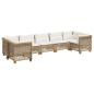 Preview: 7-tlg. Garten-Sofagarnitur mit Kissen Beige Poly Rattan