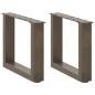 Preview: ARDEBO.de - Couchtischbeine U-Form 2 Stk. Naturstahl 40x(30-31) cm Stahl