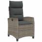Preview: Gartensessel mit Beistelltisch Verstellbar Grau Poly Rattan
