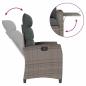 Preview: Gartensessel mit Beistelltisch Verstellbar Grau Poly Rattan