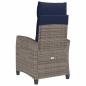 Preview: Gartensessel mit Beistelltisch Verstellbar Grau Poly Rattan