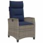 Preview: Gartensessel mit Beistelltisch Verstellbar Grau Poly Rattan