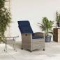 Preview: Gartensessel mit Beistelltisch Verstellbar Grau Poly Rattan