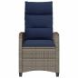 Preview: Gartensessel mit Beistelltisch Verstellbar Grau Poly Rattan