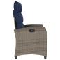 Preview: Gartensessel mit Beistelltisch Verstellbar Grau Poly Rattan