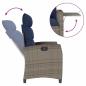 Preview: Gartensessel mit Beistelltisch Verstellbar Grau Poly Rattan
