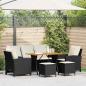 Preview: ARDEBO.de - 6-tlg. Garten-Sofagarnitur mit Kissen Schwarz Poly Rattan