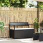 Preview: ARDEBO.de - Gartenbank mit Stauraum und Kissen Schwarz Poly Rattan