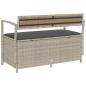 Preview: Gartenbank mit Stauraum und Kissen Hellgrau Poly Rattan