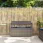 Preview: Gartenbank mit Stauraum und Kissen Grau Poly Rattan
