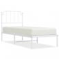 Preview: Metallbett ohne Matratze mit Kopfteil Weiß 75x190 cm