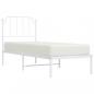 Preview: Metallbett ohne Matratze mit Kopfteil Weiß 75x190 cm