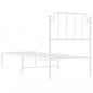 Preview: Metallbett ohne Matratze mit Kopfteil Weiß 75x190 cm