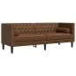 Preview: Chesterfield-Sofa 3-Sitzer Braun Kunstleder in Wildleder-Optik