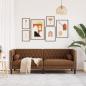 Preview: Chesterfield-Sofa 3-Sitzer Braun Kunstleder in Wildleder-Optik