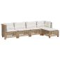 Preview: 5-tlg. Garten-Sofagarnitur mit Kissen Beige Poly Rattan