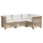 Preview: 4-tlg. Garten-Sofagarnitur mit Kissen Beige Poly Rattan