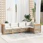 Preview: ARDEBO.de - 5-tlg. Garten-Sofagarnitur mit Kissen Beige Poly Rattan