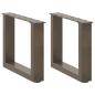 Preview: ARDEBO.de - Couchtischbeine U-Form 2 Stk. Naturstahl 30x(30-31) cm Stahl