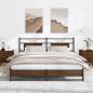 Preview: ARDEBO.de - Metallbett ohne Matratze Braun Eichen-Optik 180x200 cm