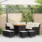 Preview: ARDEBO.de - 6tlg. Garten-Sofagarnitur mit Kissen L-Form Schwarz Poly Rattan