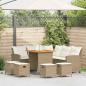 Preview: ARDEBO.de - 6-tlg. Garten-Sofagarnitur mit Kissen L-Form Beige Poly Rattan
