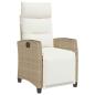 Preview: Gartensessel mit Beistelltisch Verstellbar Beige Poly Rattan