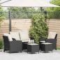 Preview: ARDEBO.de - 6-tlg. Garten-Sofagarnitur mit Kissen Schwarz Poly Rattan