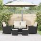 Preview: 6-tlg. Garten-Sofagarnitur mit Kissen Schwarz Poly Rattan
