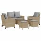 Preview: 6-tlg. Garten-Sofagarnitur mit Kissen Beige Poly Rattan
