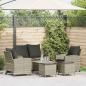 Preview: ARDEBO.de - 6-tlg. Garten-Sofagarnitur mit Kissen Hellgrau Poly Rattan