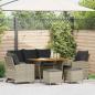 Preview: ARDEBO.de - 6-tlg. Garten-Sofagarnitur mit Kissen Hellgrau Poly Rattan
